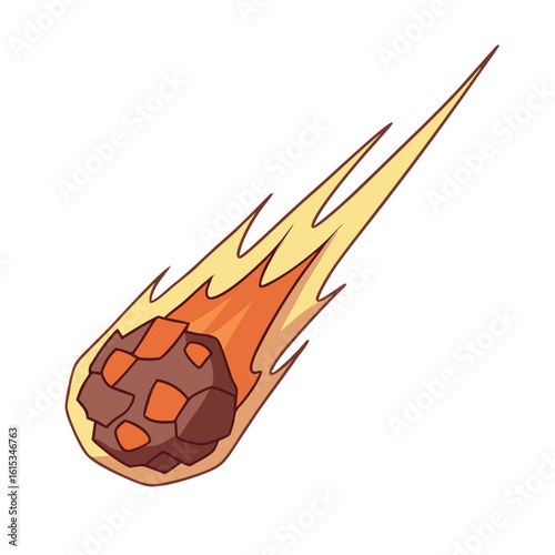 Fiery meteor streaking across the sky space fire