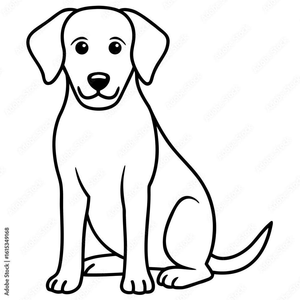 Fototapeta premium Happy Puppy Line Art Dog Coloring Page for Children, Print, Craft & School Activities