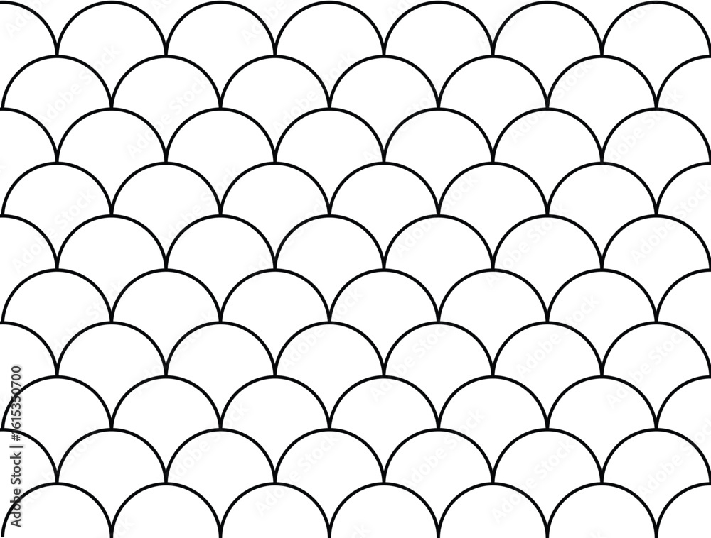 “Minimalist Semi-Circle Wave Texture”,Seamless Black-and-White Fish Scale Design”Repeating Scales Pattern Design