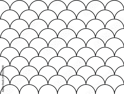 “Minimalist Semi-Circle Wave Texture”,Seamless Black-and-White Fish Scale Design”Repeating Scales Pattern Design