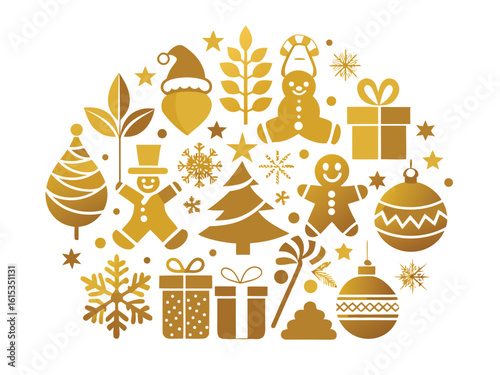 Minimal Gold Christmas Vector Illustration
