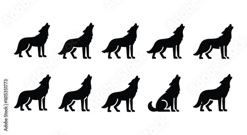 Vector silhouette illustration a silhouette of a wolf or dog howling, isolated on white background