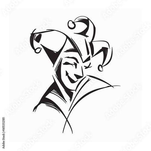 Jester Logo Stock Vectors and Vector Art on white background
