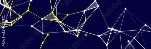 Abstract digital communication points. Technological background. Network connection structure. Color plexus effect. 3D