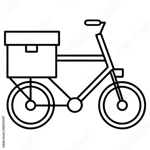 black outline delivery bicycle with box clip art preview