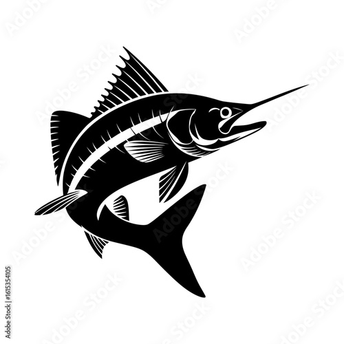 Sailfish Vector Illustration - High Quality Black and White Design for Fishing and Marine Enthusiasts - Professional Art for Posters, T-Shirts, Logos & More
