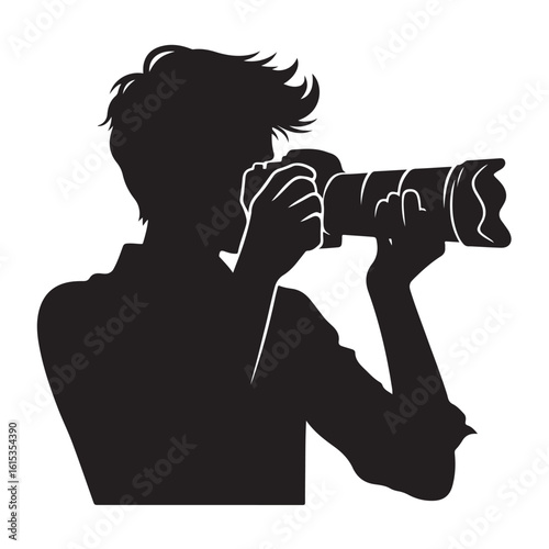 Man holding a camera photographer silhouette