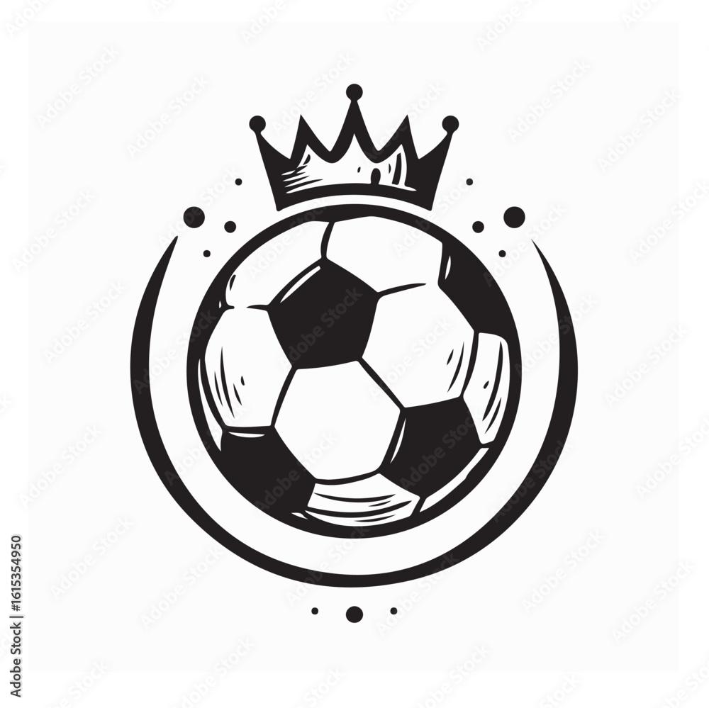 Obraz premium Soccer Ball Wearing Royal Crown Vector Design Representing Champion, Victory and Prestige