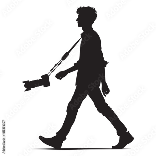 Man holding a camera photographer silhouette