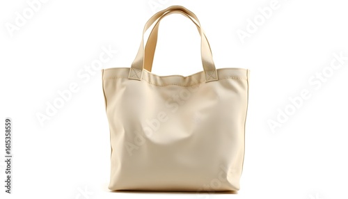 Stylish eco-friendly tote bag made of natural canvas, isolated on white background.