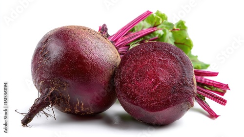 Beetroot isolated on white background , Fresh beetroot with leaves 