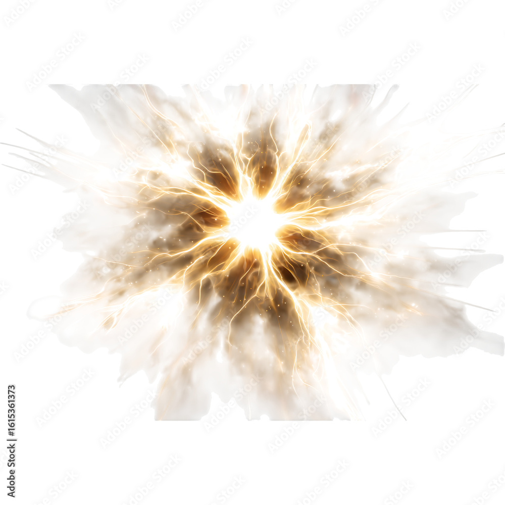 Naklejka premium Dynamic energy explosion radiating bright light and electric currents, perfect for science, technology, and innovative concepts, creating stunning visual impact