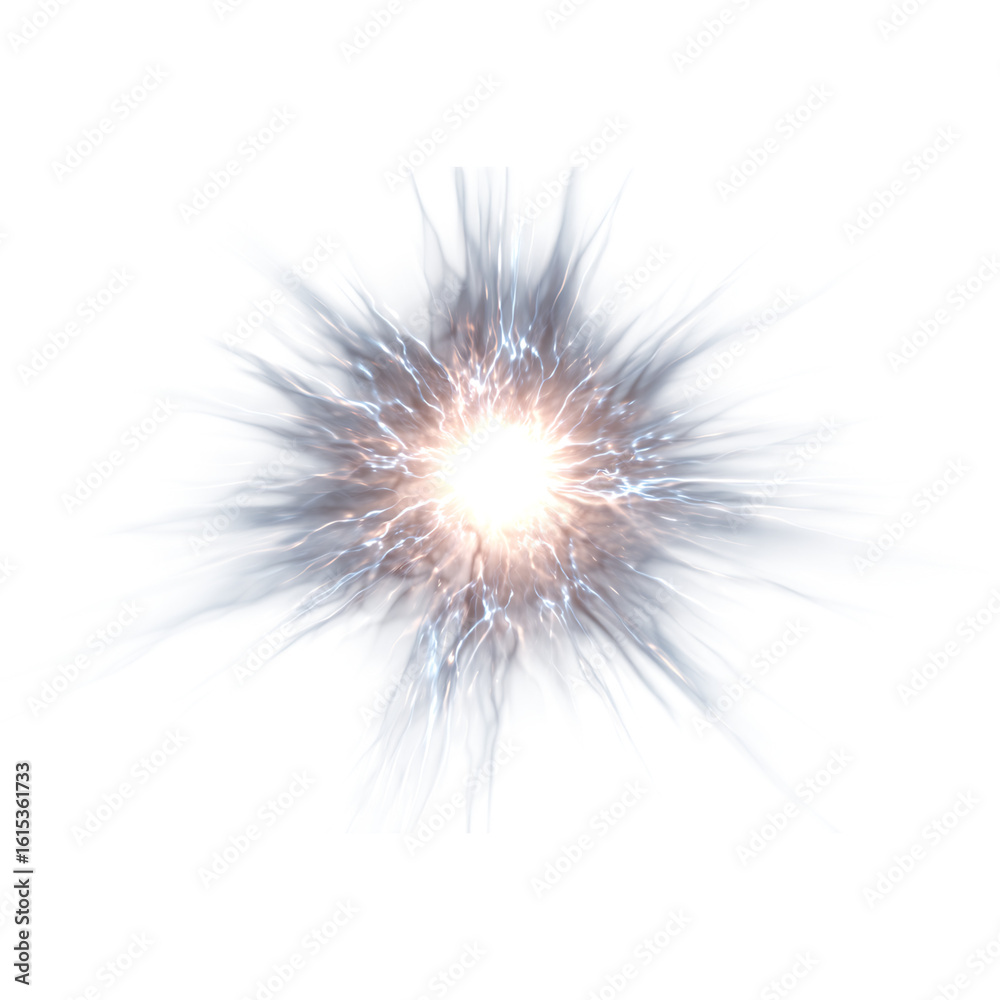Fototapeta premium Dynamic burst of energy with vibrant light and electric sparks, perfect for science, technology, and futuristic concepts that captivate audiences and command attention