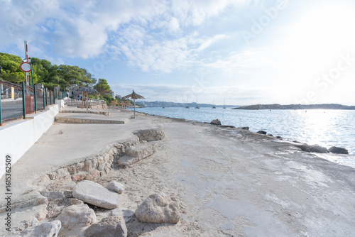 Fototapeta Naklejka Na Ścianę i Meble -  In the bay of Calafat, Illetes, Palma de Mallorca, Spain, you'll find rocky beaches and crystal-clear waters.It's the perfect spot for snorkelling.