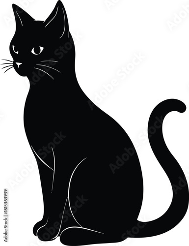 Wallpaper Mural black cat on white background Torontodigital.ca