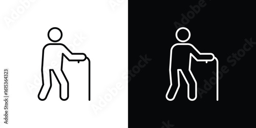 Person walking with cane icon for template logo, vector designs.