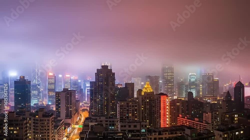 Wallpaper Mural City skyline at night with fog Torontodigital.ca