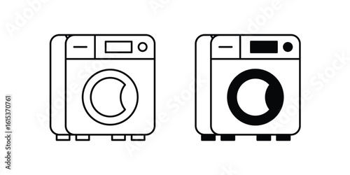 Washing Machine set icon with white background vector stock illustration