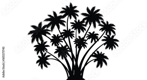 Vector silhouette illustration silhouette of palm trees with dense foliage