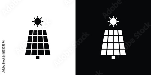 Solar panel icon, logo elements of graphic designs