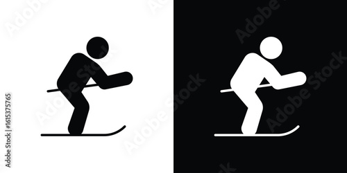 Skiing icon, logo elements of graphic designs