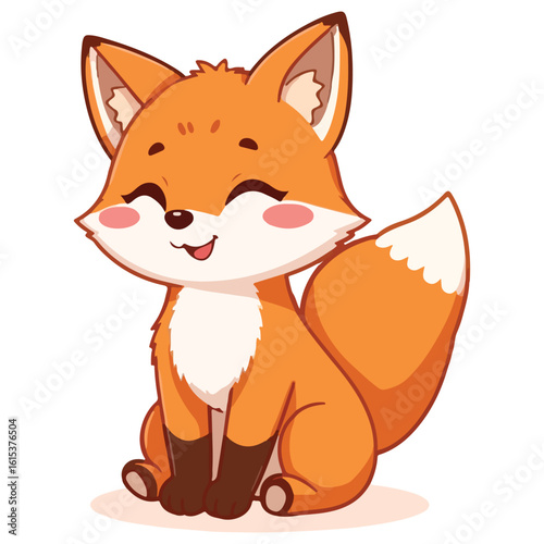 Cute Fox Sit and Smiling