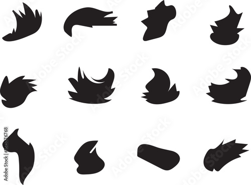 Silhouetted Hairpiece Collection A Versatile Resource for Character Design and Hairstyling in Graphic Design Projects and Artistic Illustrations