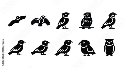 Vector silhouette illustration a black silhouette of a bird, isolated on a white background