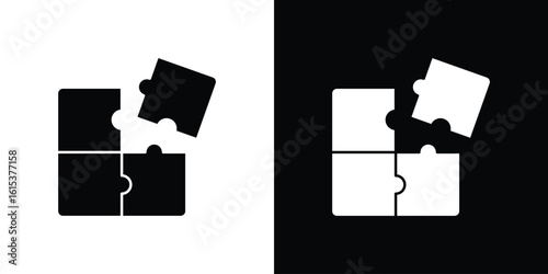Puzzle pieces icon, logo elements of graphic designs