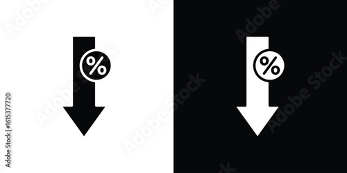 Percent down icon, logo elements of graphic designs