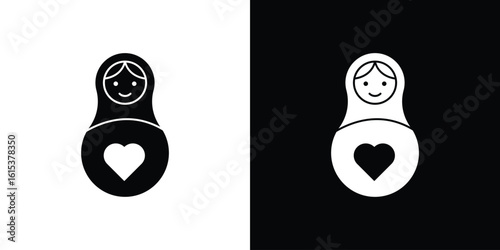 Nesting dolls icon, logo elements of graphic designs