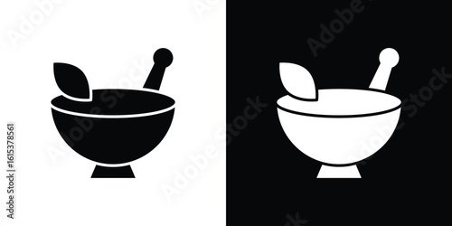 Mortar pestle icon, logo elements of graphic designs