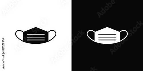 Mask face icon, logo elements of graphic designs