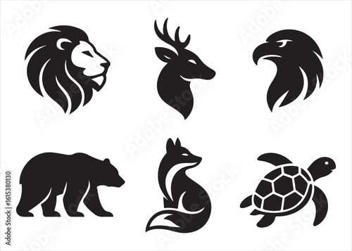 Set of animal silhouette icons vector collection