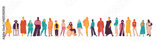 Colorful set of women silhouettes.