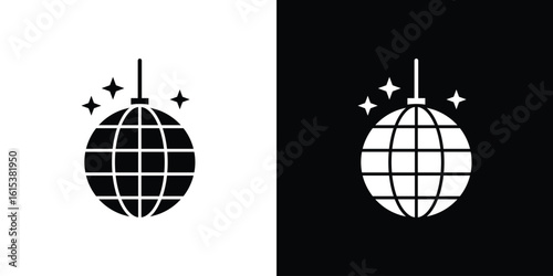 Disco ball icon, logo elements of graphic designs