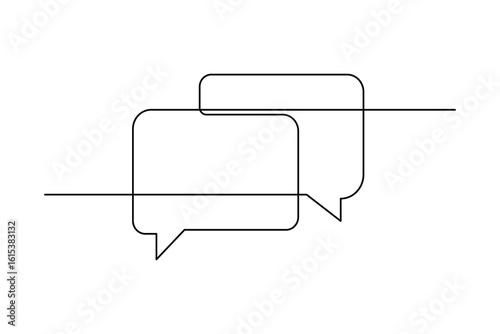 Continuous one line art of speech bubble icon in modern minimalist style isolated illustration