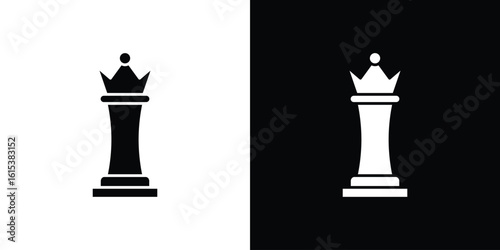 Chess queen icon, logo elements of graphic designs