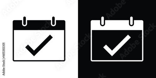 Check in calendar icon, logo elements of graphic designs