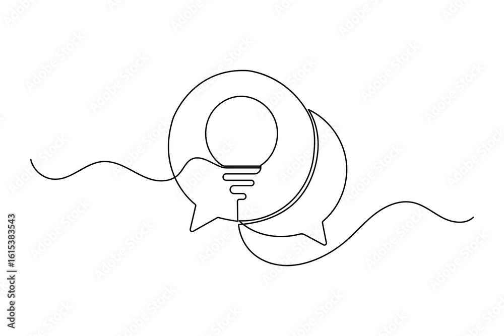 Obraz premium Continuous one line art of speech bubble icon in modern minimalist style isolated illustration