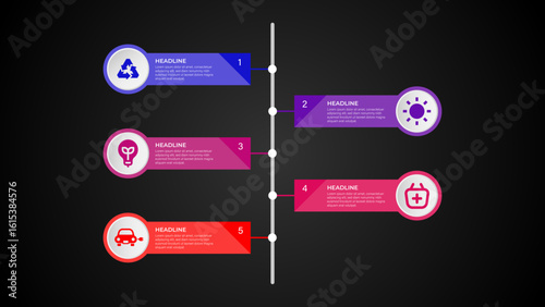 Modern 5-Step Timeline Infographic Vector Template | Editable in Illustrator