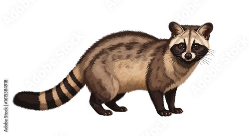 Detailed Asian Palm Civet Vector Illustration Isolated on White