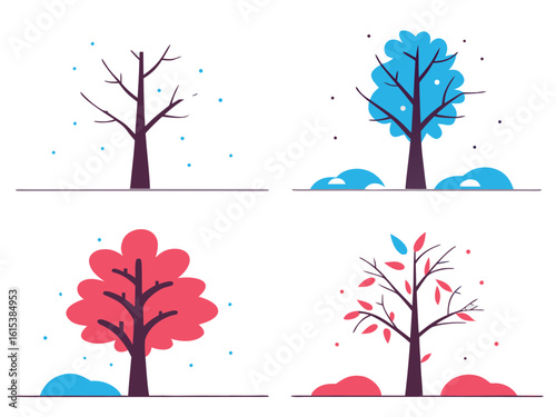 four seasons winter trees