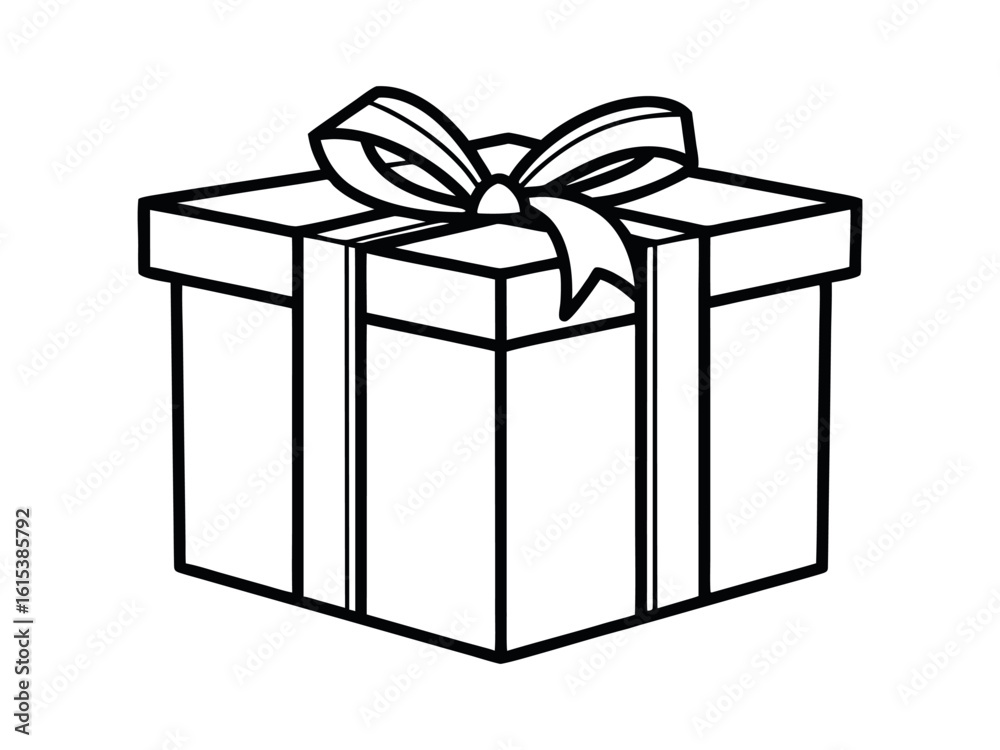 Obraz premium Present gift box silhouette vector illustration. Gift Box with ribbon, black gift box silhouette icon vector illustration white background