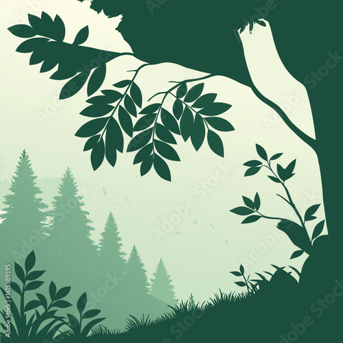 a natural forest themed background with green grad eps