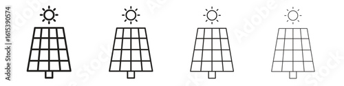Solar panel icon linear vector icon in a editable style.