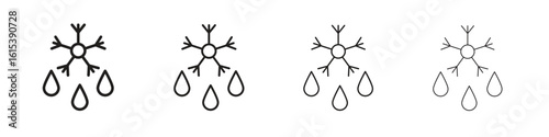 Snowflake droplets icon linear vector icon in a editable style.