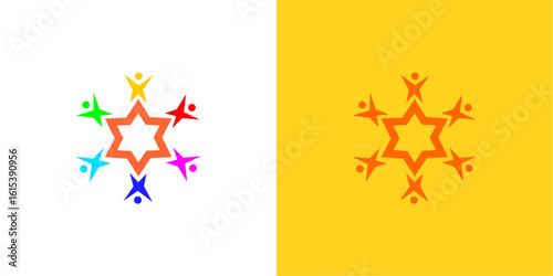 creative colorful crowd logo vector illustration