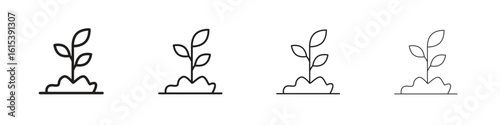 Seedling icon linear vector icon in a editable style.