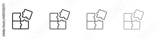 Puzzle pieces icon linear vector icon in a editable style.